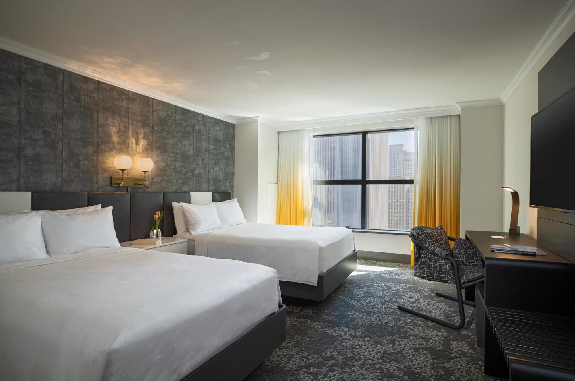Room Two Double Beds City View